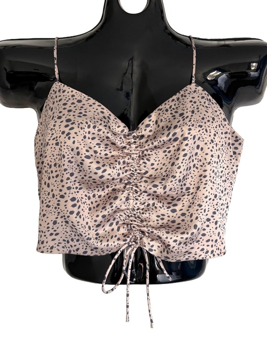 Forever 21 Tops - Forever 21 Beige Spotted Satin Ruched Cami Top